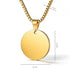 Edelstahl Halskette, runder Gravur-Anhänger, Gold, Glücksbringer, personalisiert, Unisex, Coingrösse